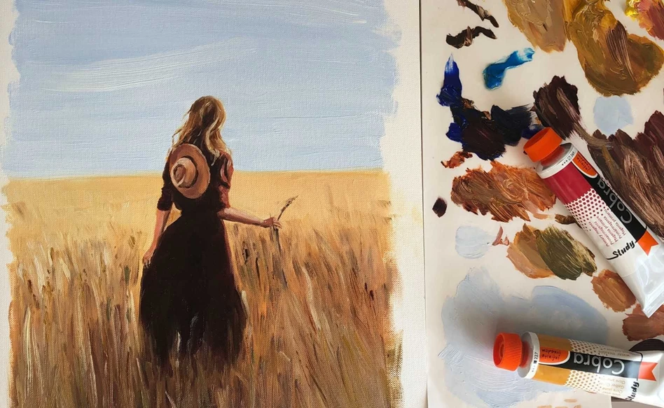 How to paint a girl in a field