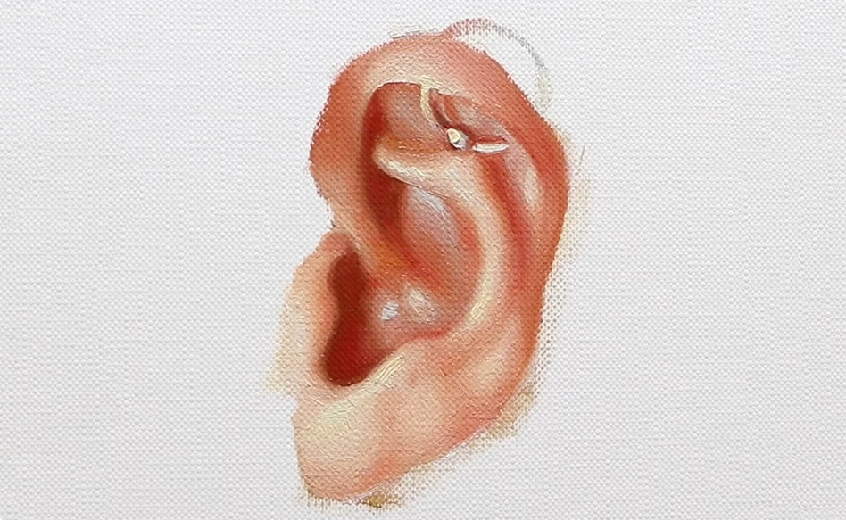 How to paint an ear with an earring